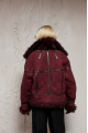 Burgundy suede double-sided sheepskin coat made of natural sheepskin